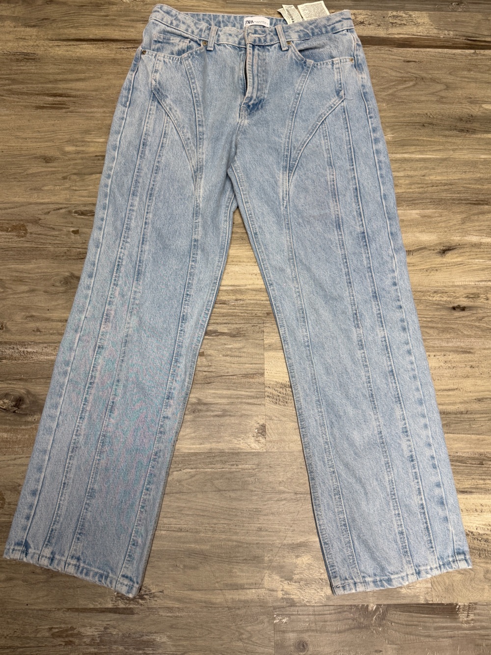 Zara Light Blue Flared Wide-Leg Jeans Size 8 Mugler inspired